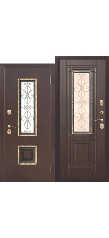 Входная металлическая дверь со стеклопакетом Венеция Венге - фото