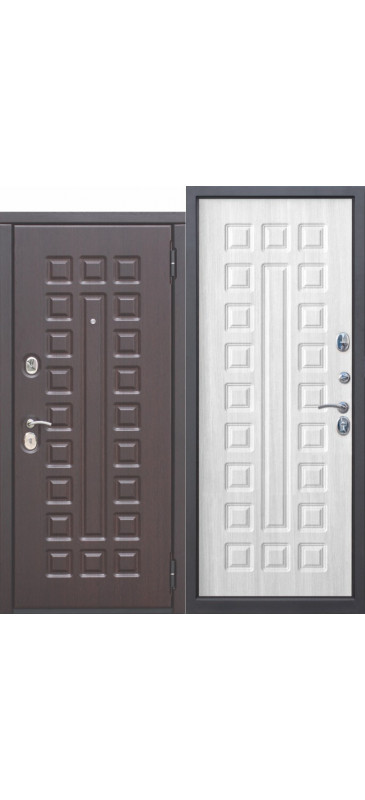 Входная металлическая дверь 10 см МОНАРХ МДФ/МДФ Белый ясень с МДФ панелями - фото