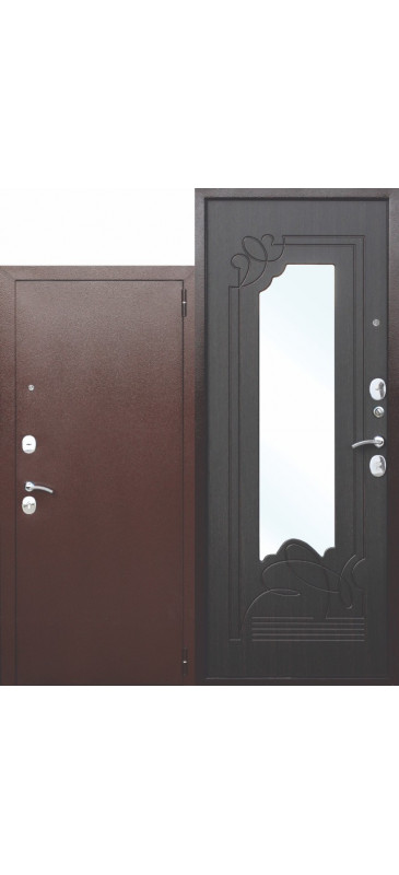 Входная металлическая дверь с зеркалом Ампир Венге - фото